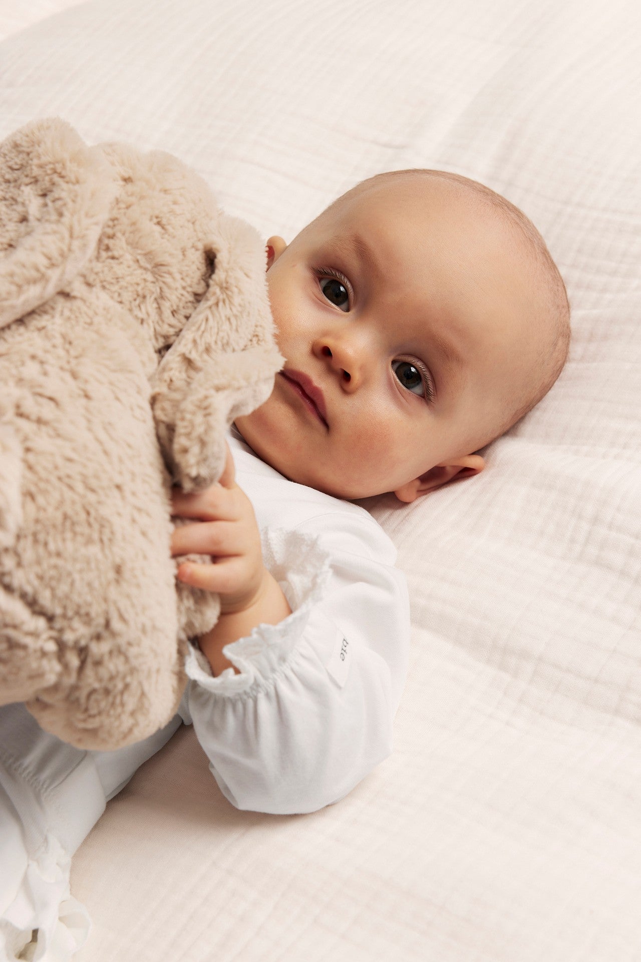 Baby white velour coverall