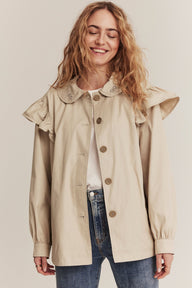 Women's beige short trench coat