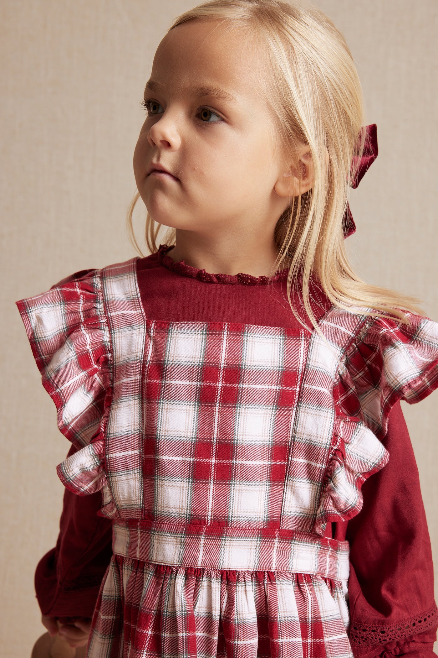 Kids' red checked apron