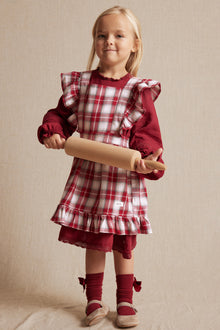 Kids' red checked apron