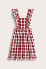 Women's red checked apron