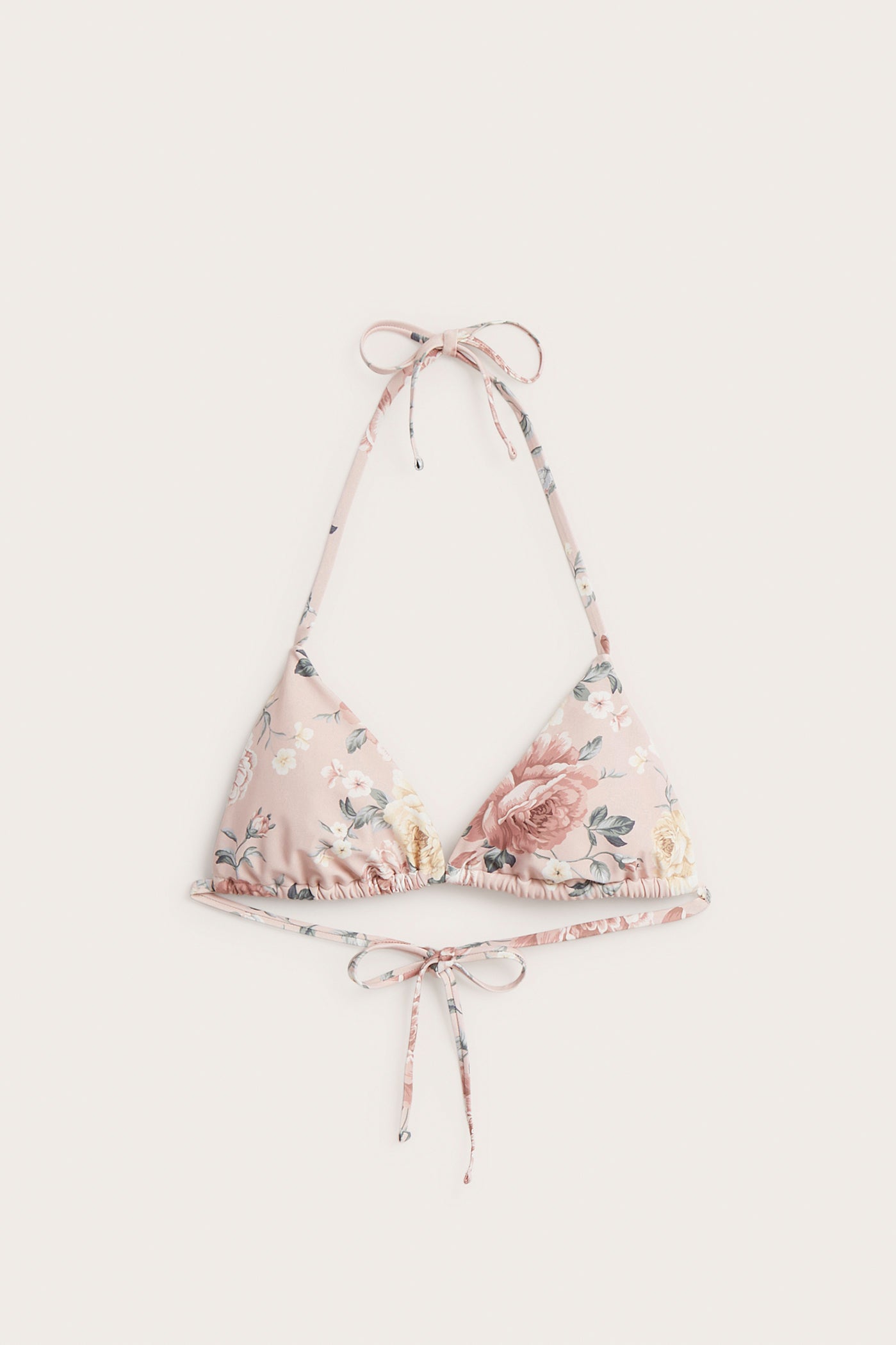 Women's pink floral tie bikini top