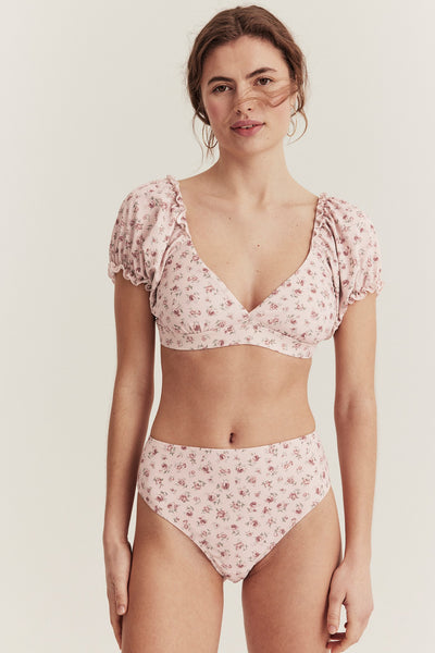 Women's pink floral bikini briefs