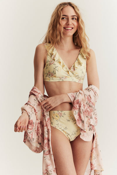 Women's yellow floral bikini briefs