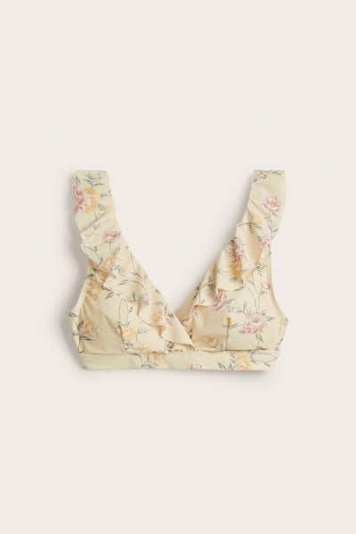 Women's yellow floral bikini top