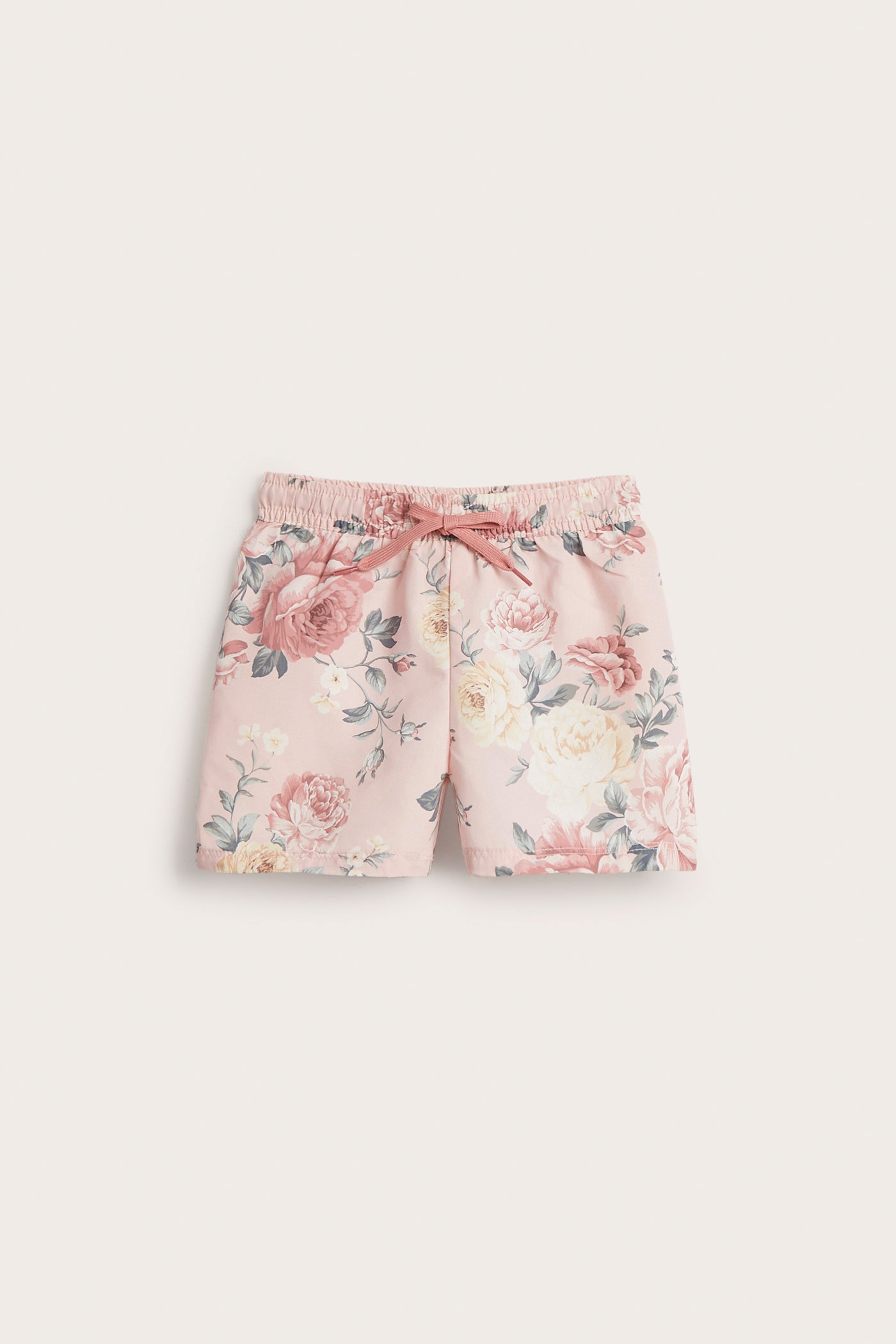 Kids' pink floral swimming trunks