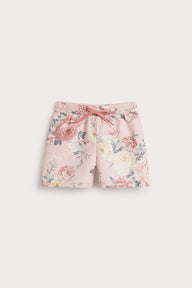 Kids' pink floral swimming trunks