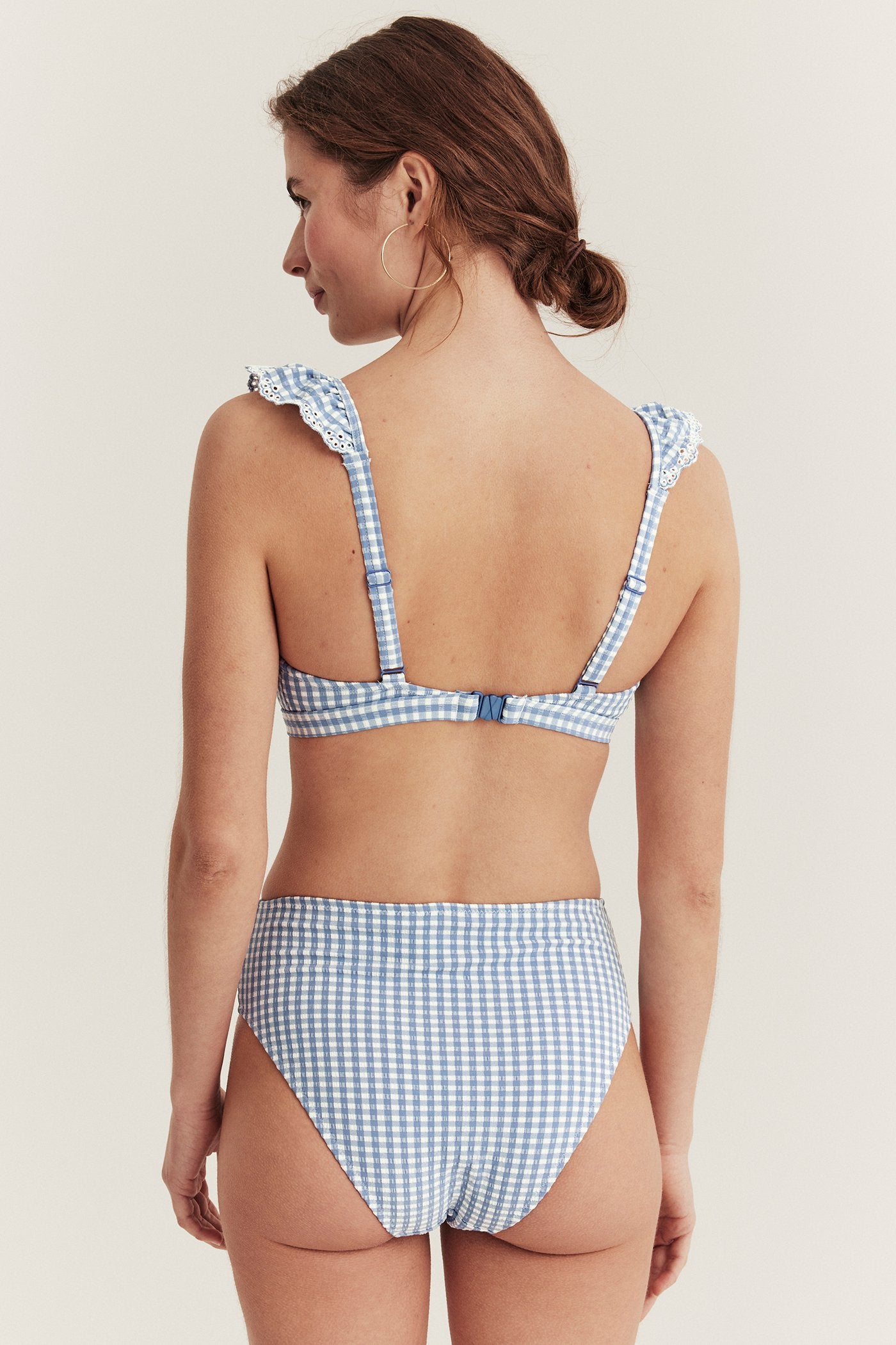 Women's blue checked bikini briefs
