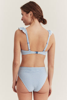 Women's blue checked bikini briefs