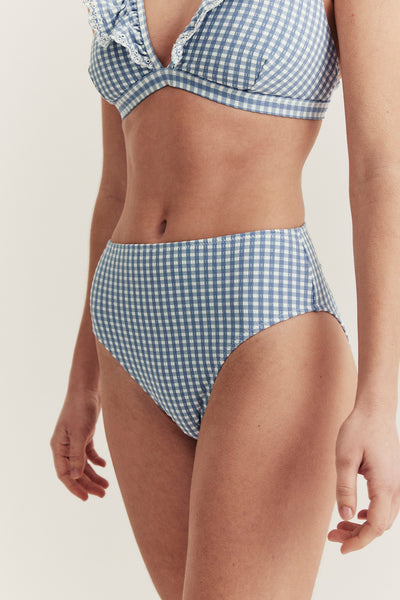 Women's blue checked bikini briefs