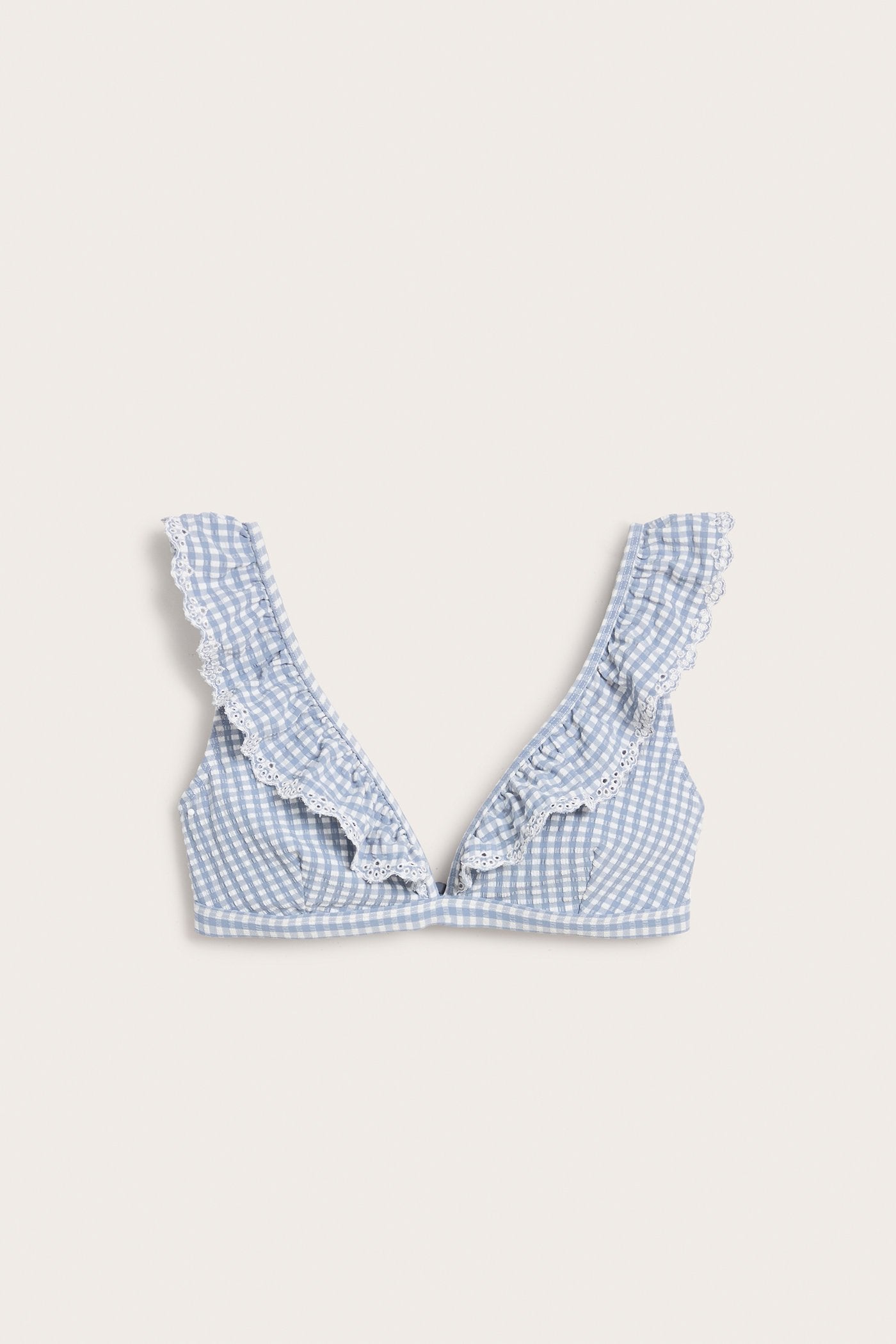 Women's blue checked bikini top