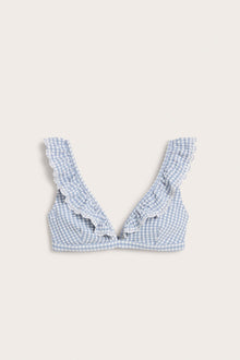 Women's blue checked bikini top