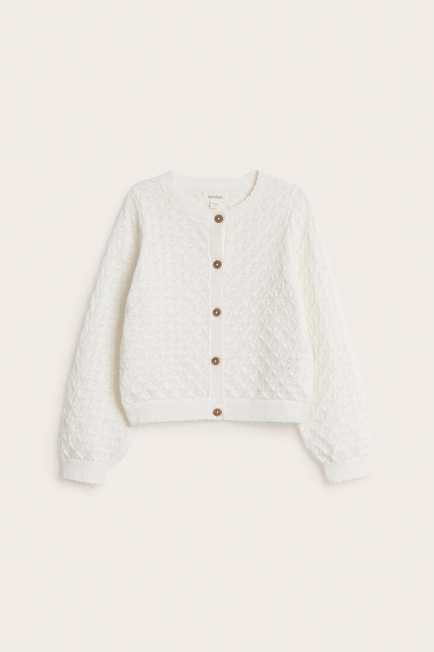 Kids' white pattern knit cardigan