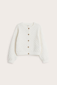 Kids' white pattern knit cardigan