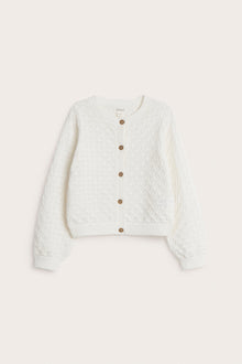 Kids' white pattern knit cardigan
