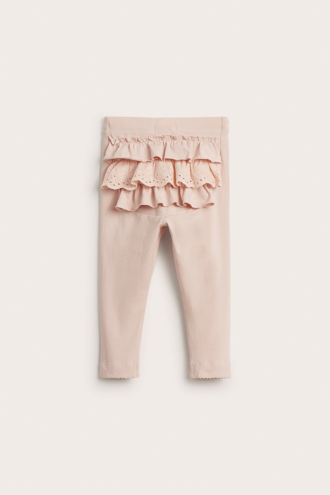Baby light pink leggings with ruffles