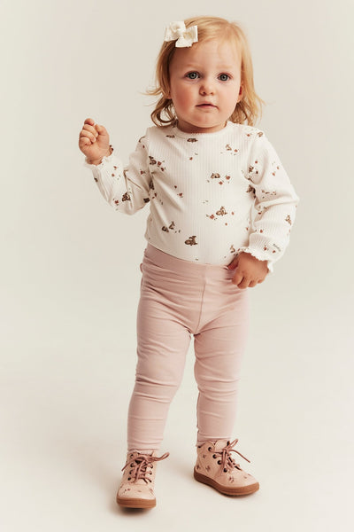 Baby light pink leggings with ruffles