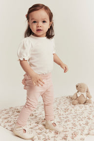 Baby light pink leggings with ruffles