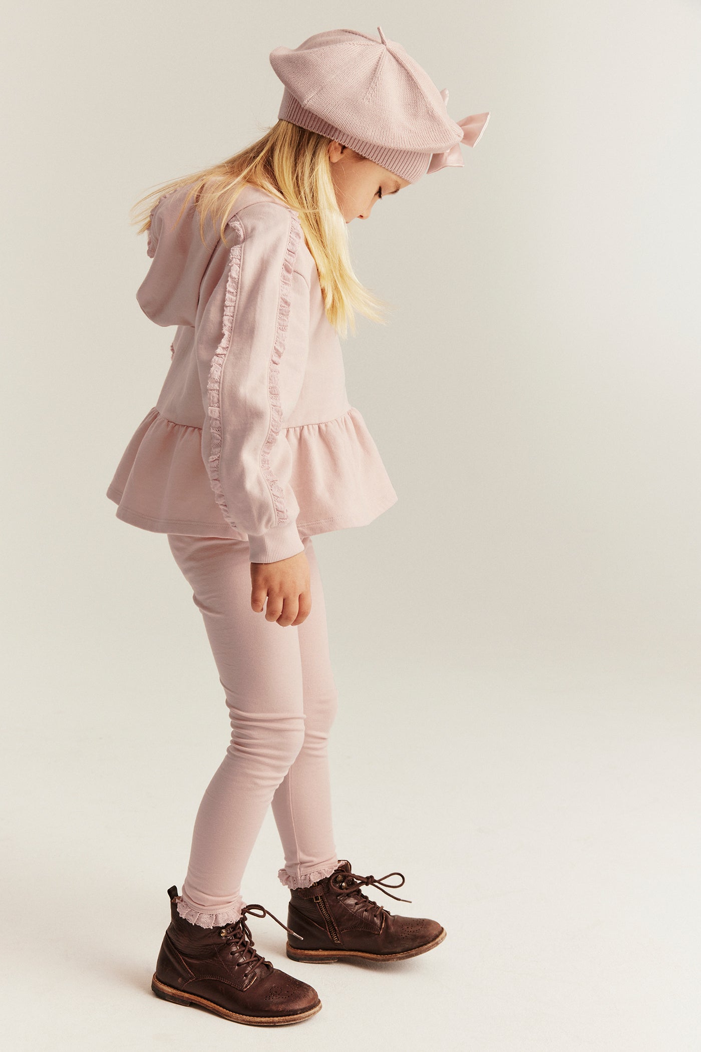 Kids' light pink basic leggings