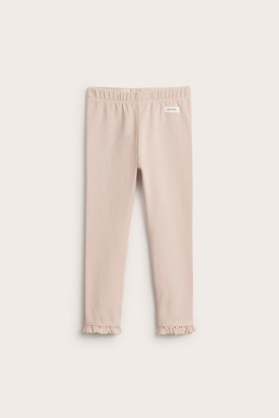 Kids' pink basic leggings with lace