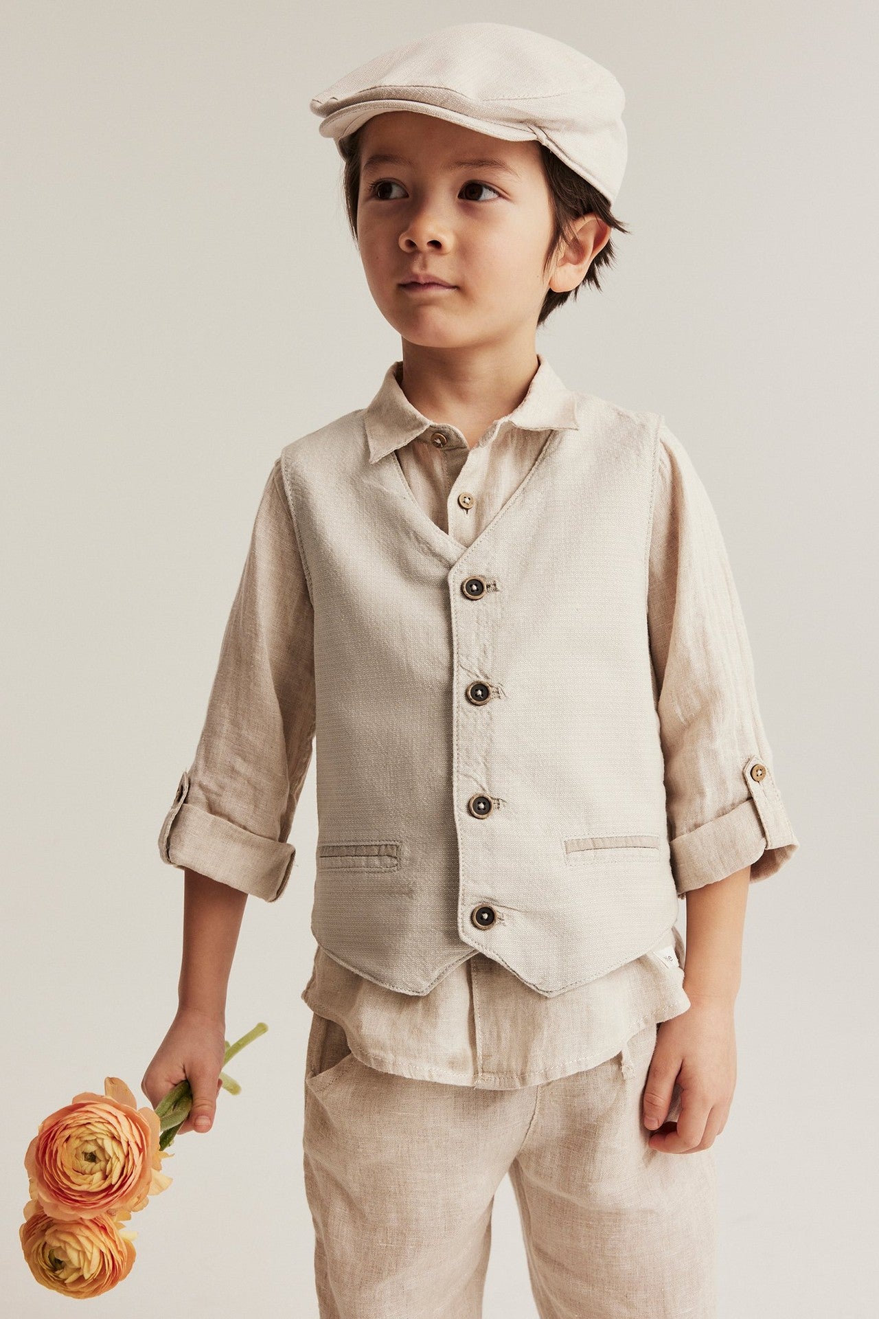 Kids' beige button down vest