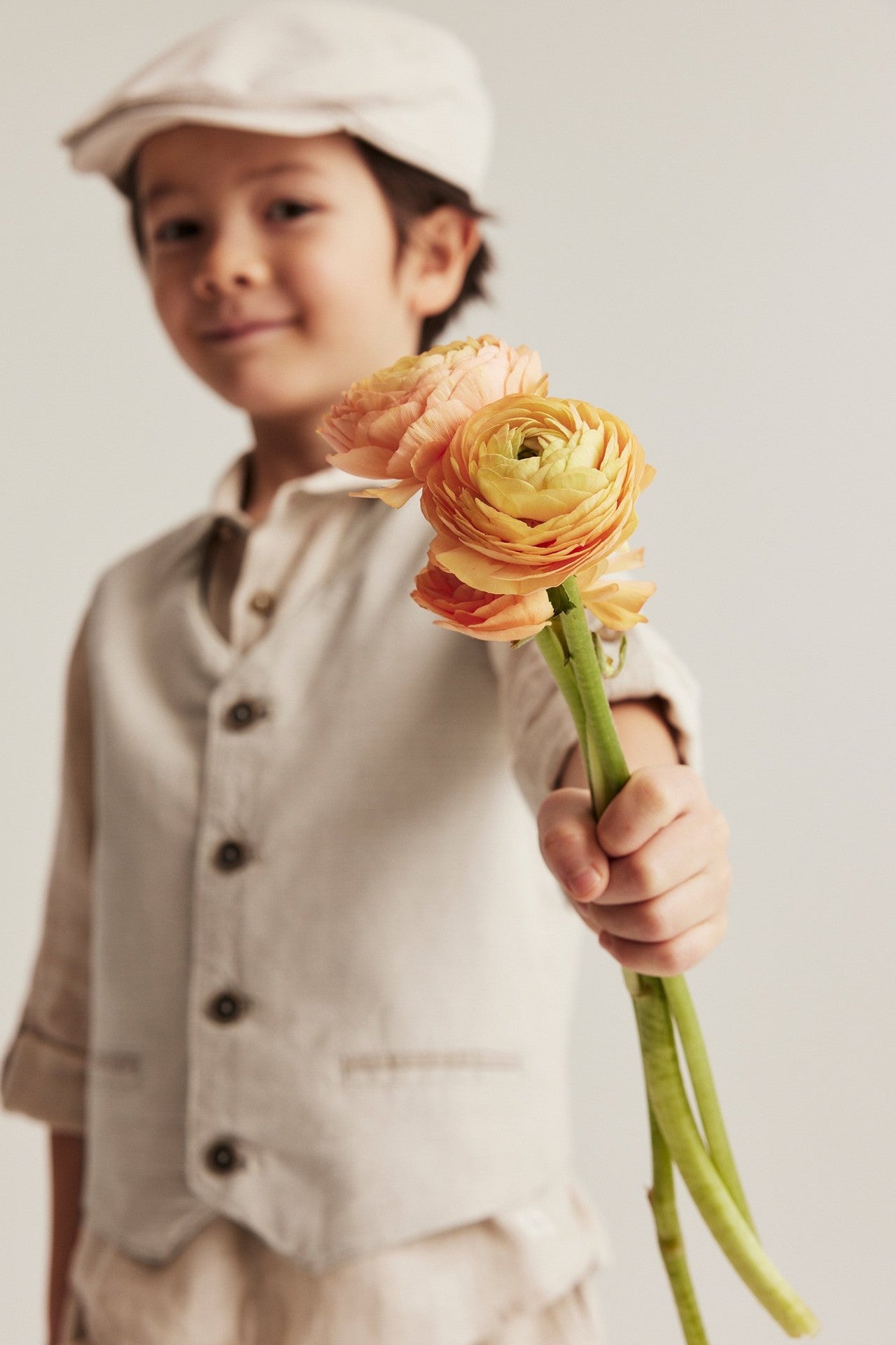 Kids' beige button down vest