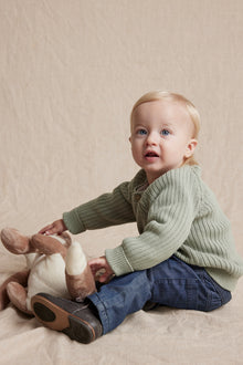 Baby green cable-knit cardigan
