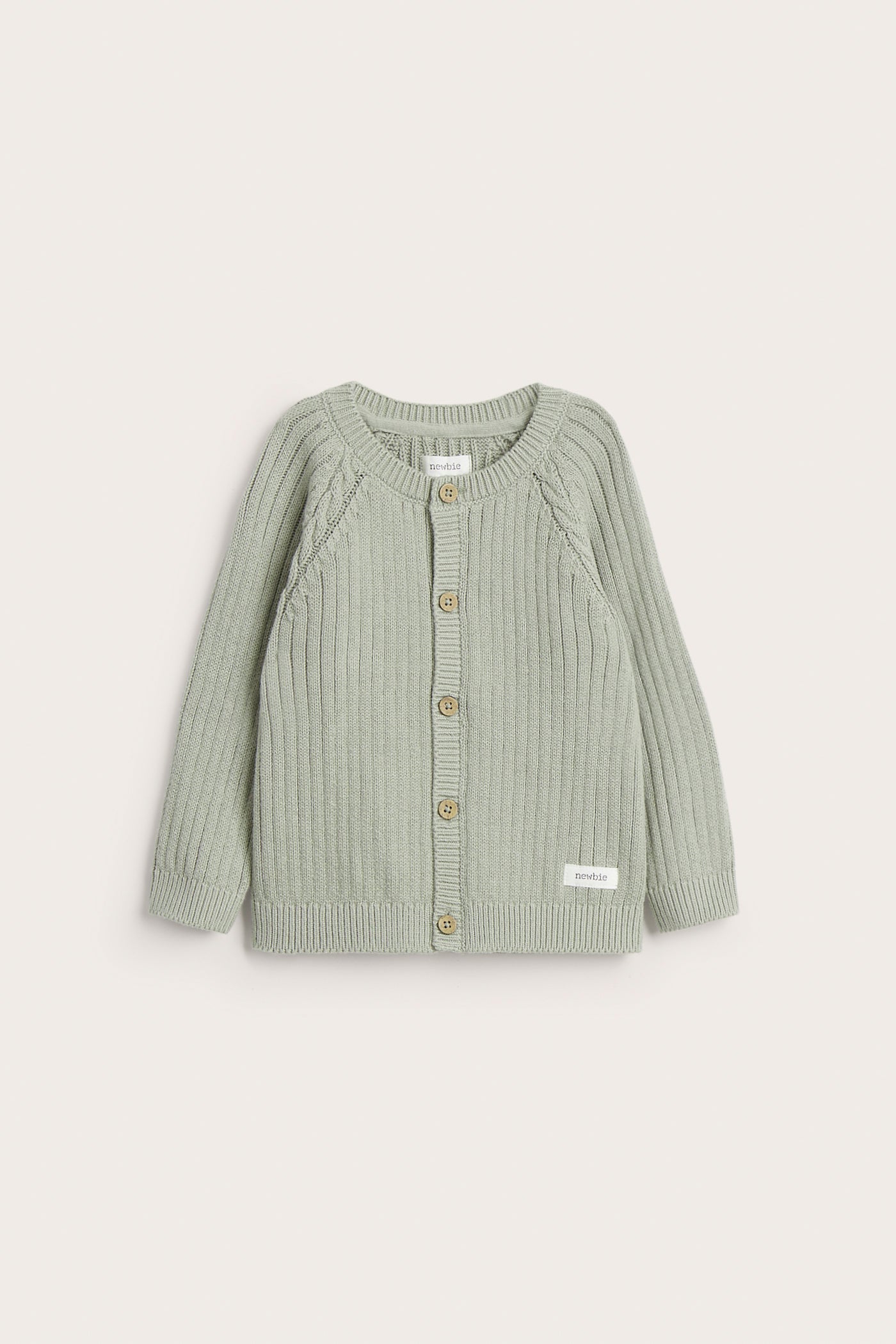 Baby green cable-knit cardigan