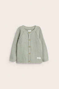 Baby green cable-knit cardigan