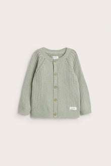 Baby green cable-knit cardigan