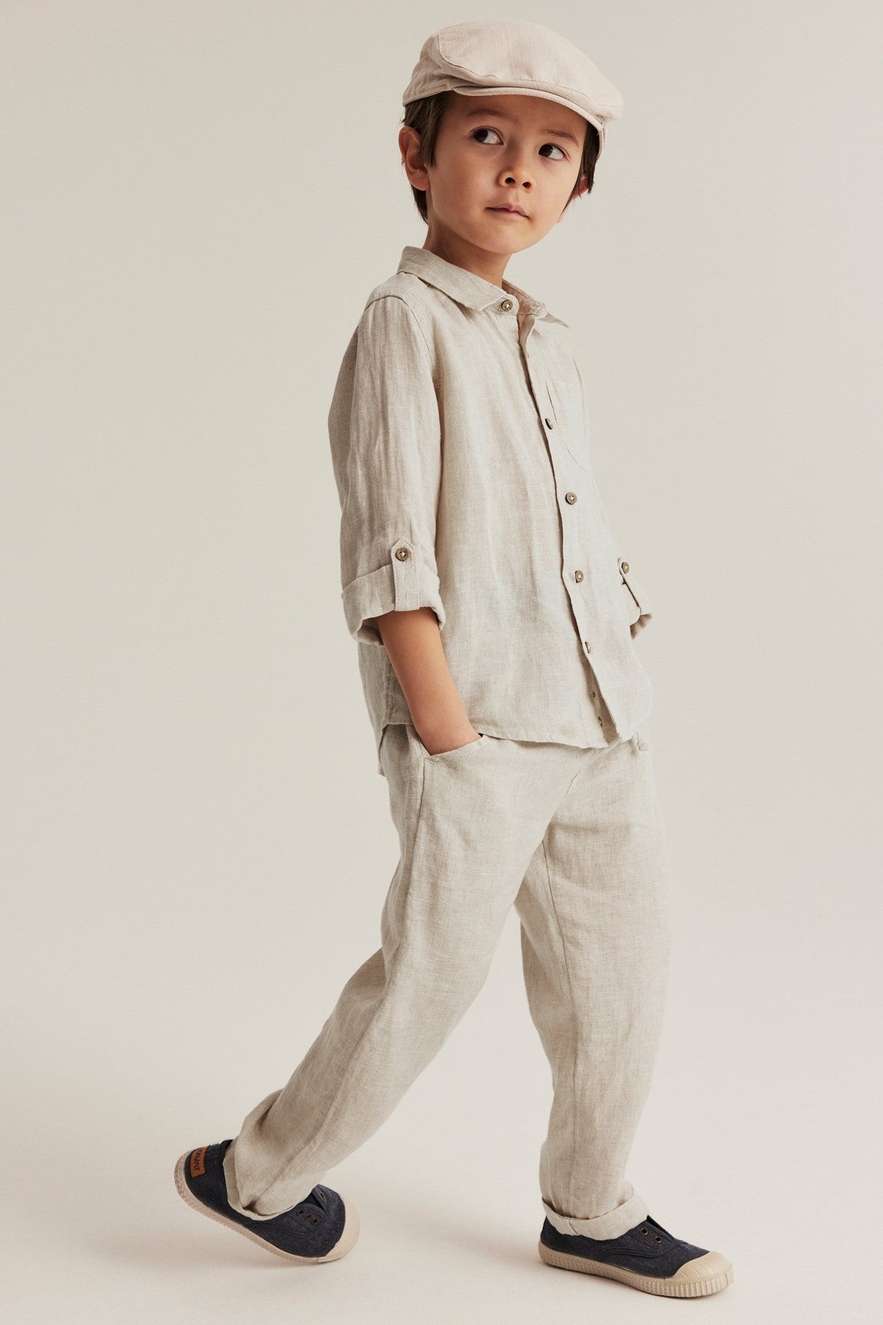Kids' beige linen shirt