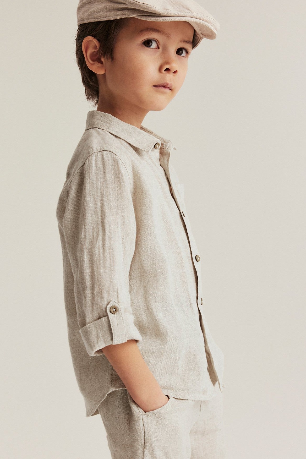 Kids' beige linen shirt
