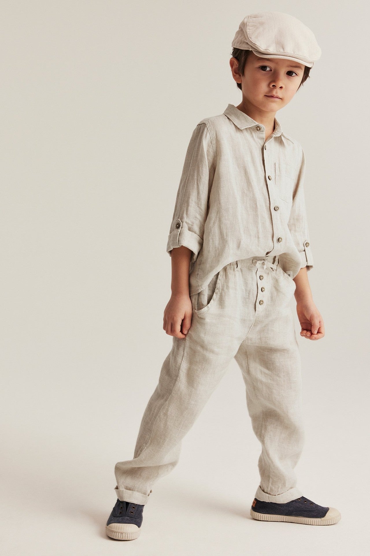 Kids' beige linen trousers