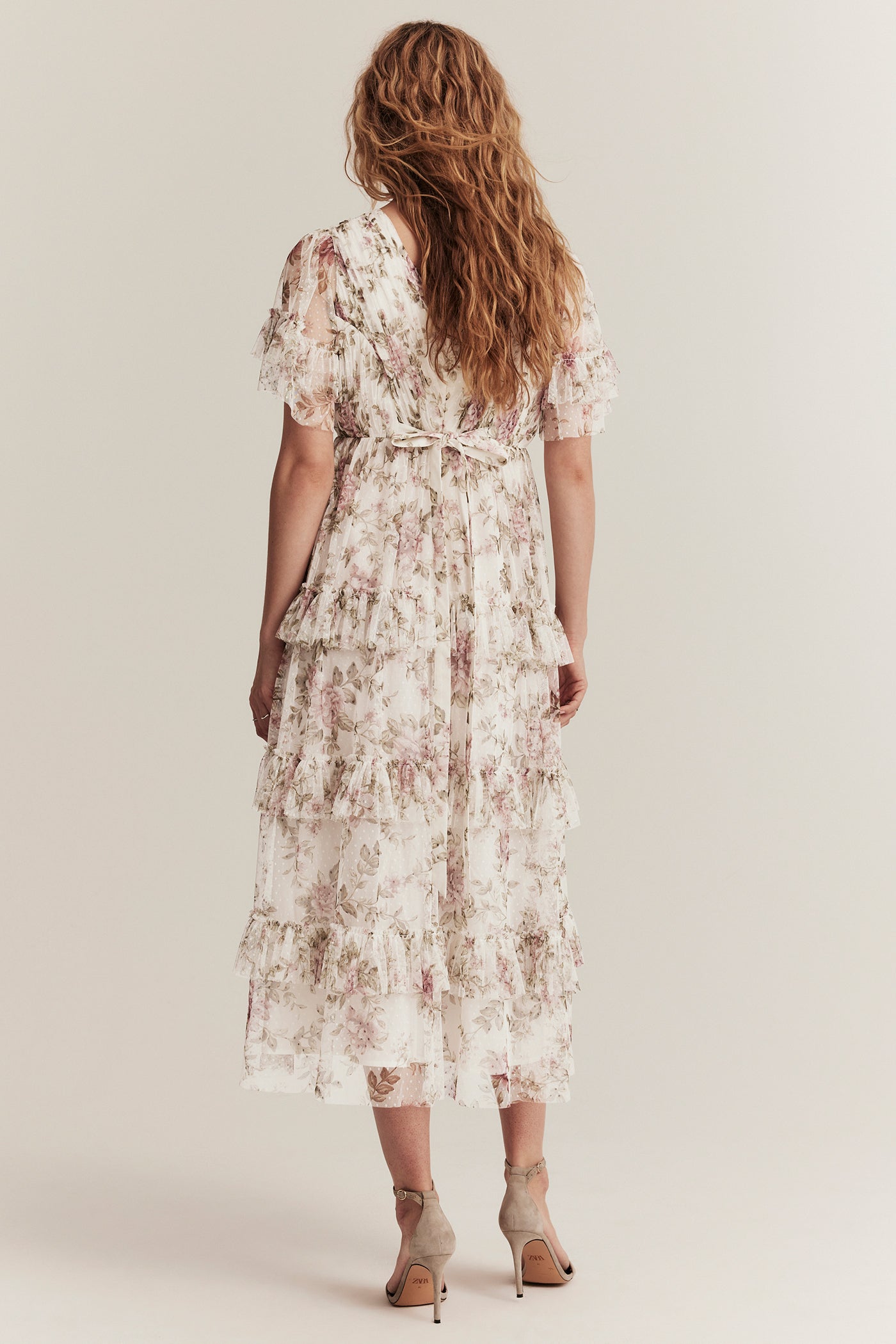 Women's white floral mesh dress