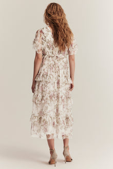 Women's white floral mesh dress