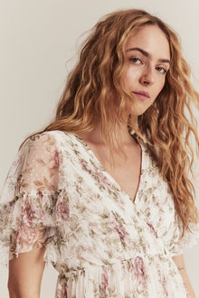 Women's white floral mesh dress