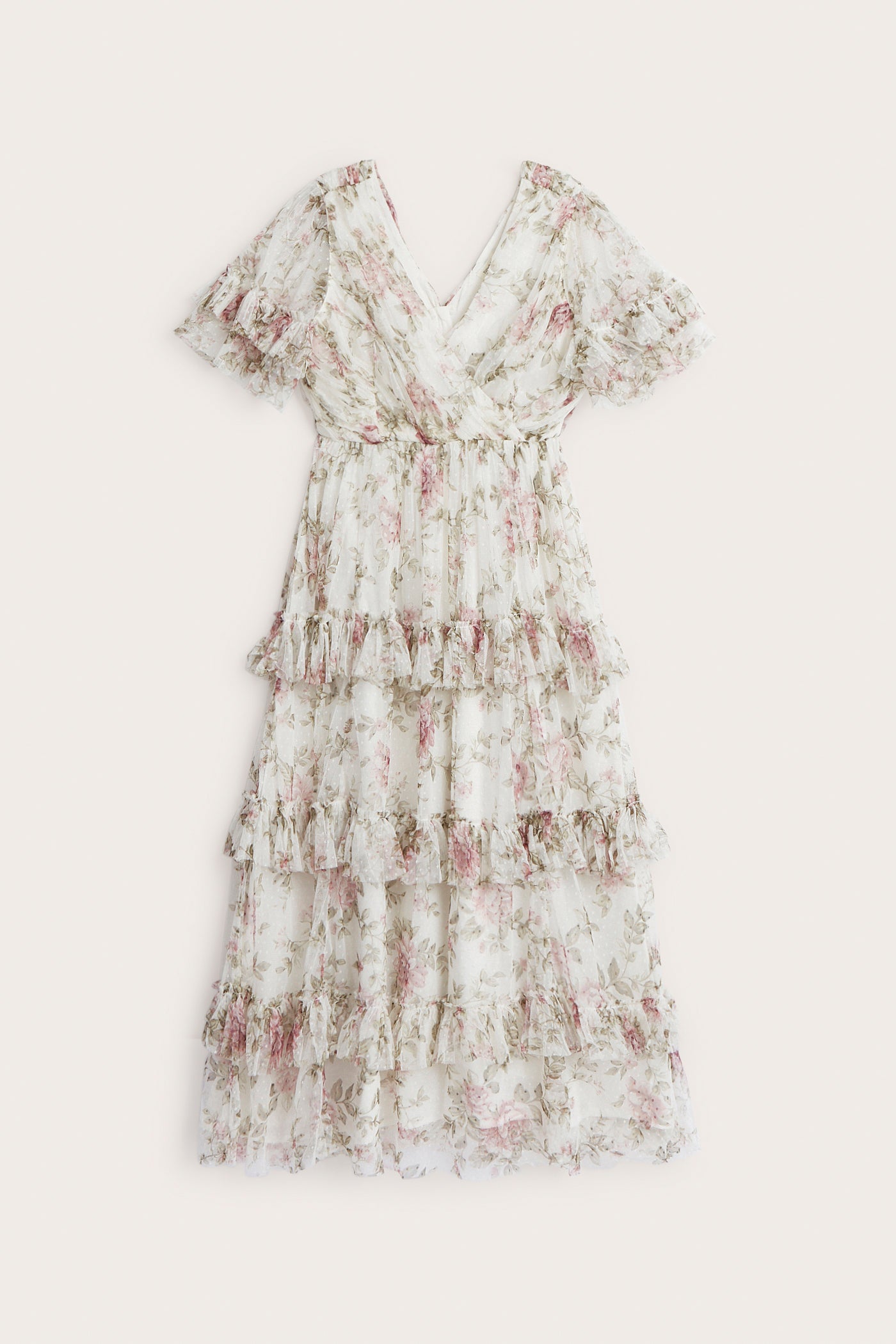 Women's white floral mesh dress