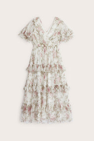 Women's white floral mesh dress