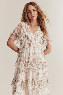 Women's white floral mesh dress