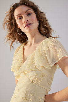 Women's yellow embroidery dress