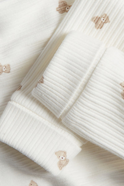 Baby white teddy bear leggings