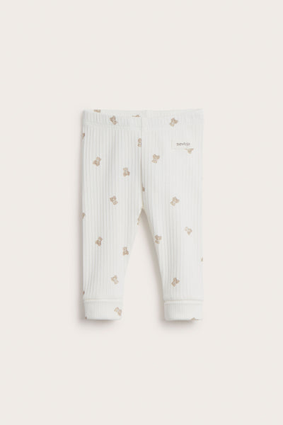 Baby white teddy bear leggings
