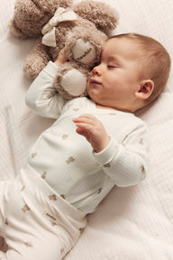 Baby white teddy bear bodysuit