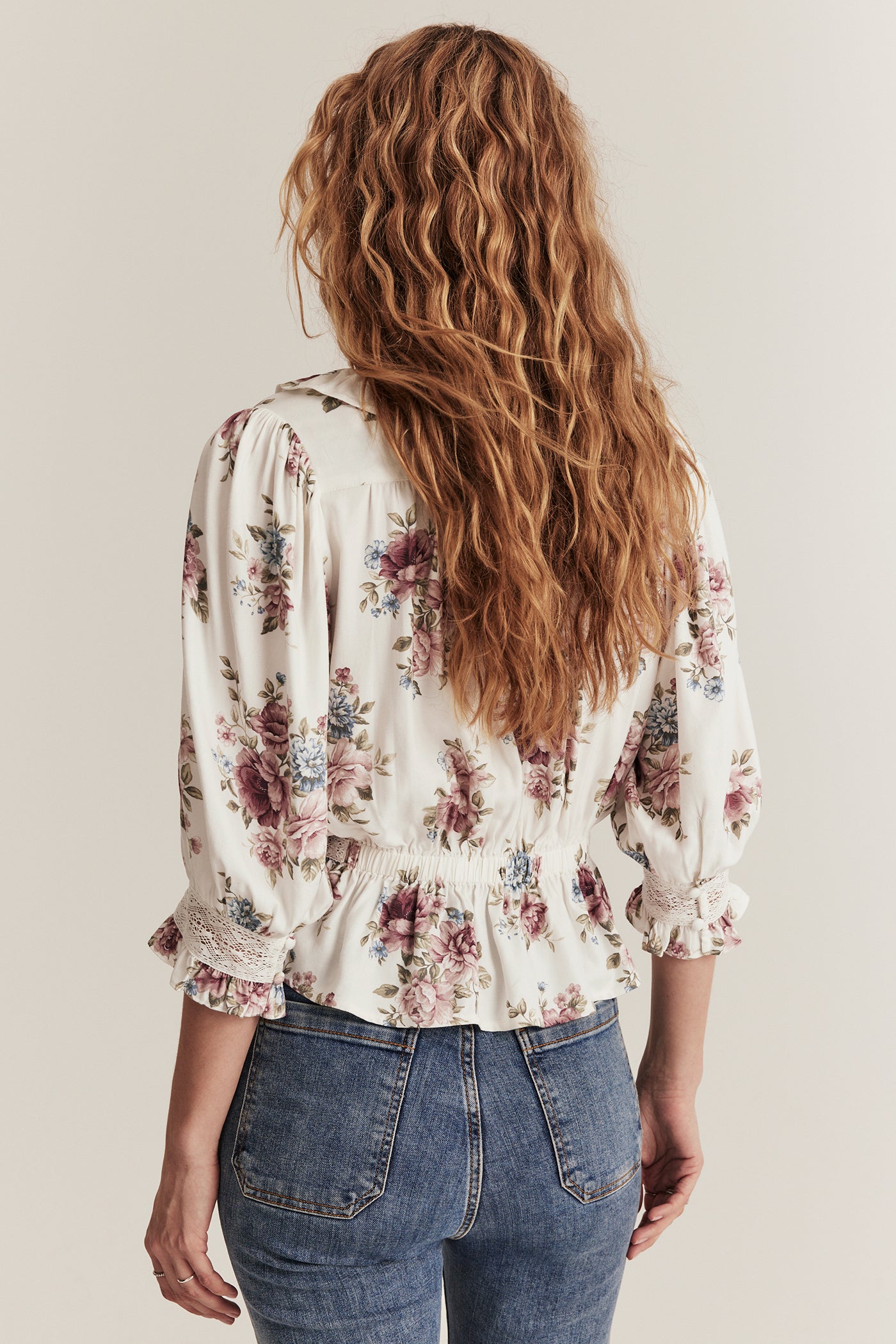 Women's white floral viscose blouse