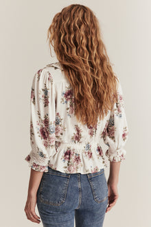 Women's white floral viscose blouse