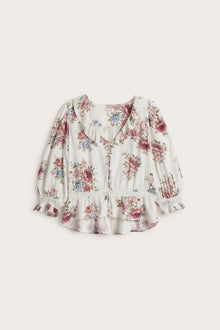 Women's white floral viscose blouse