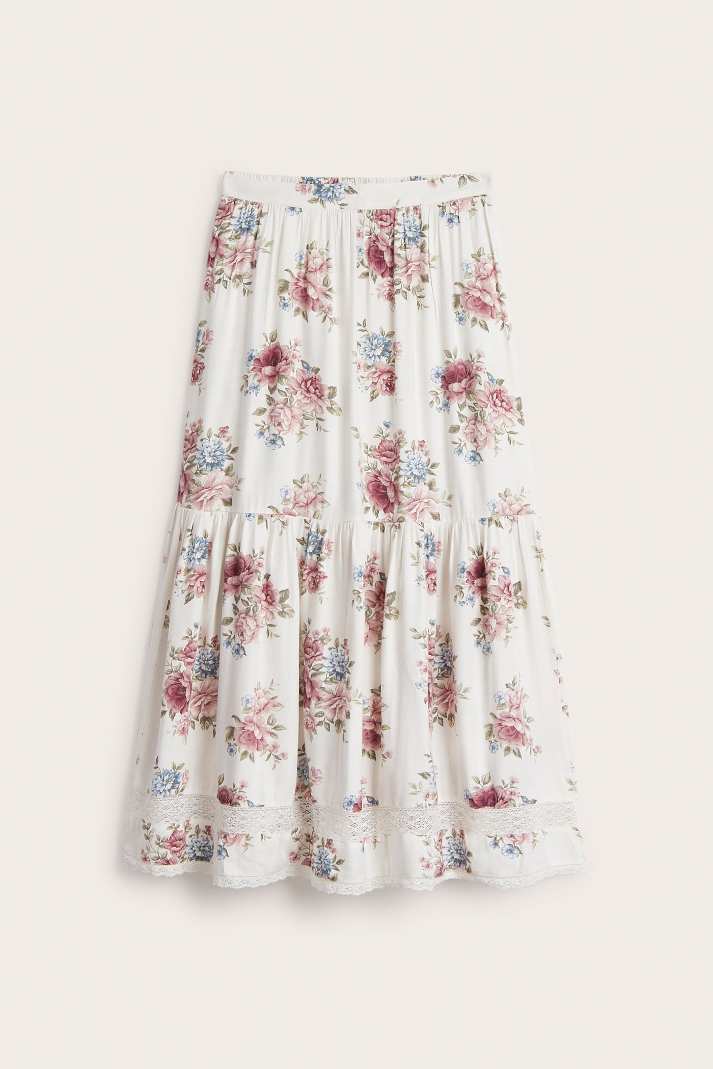 Women's white floral viscose skirt