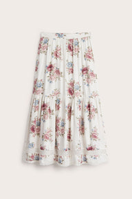Women's white floral viscose skirt