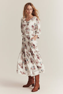 Women's white floral viscose skirt