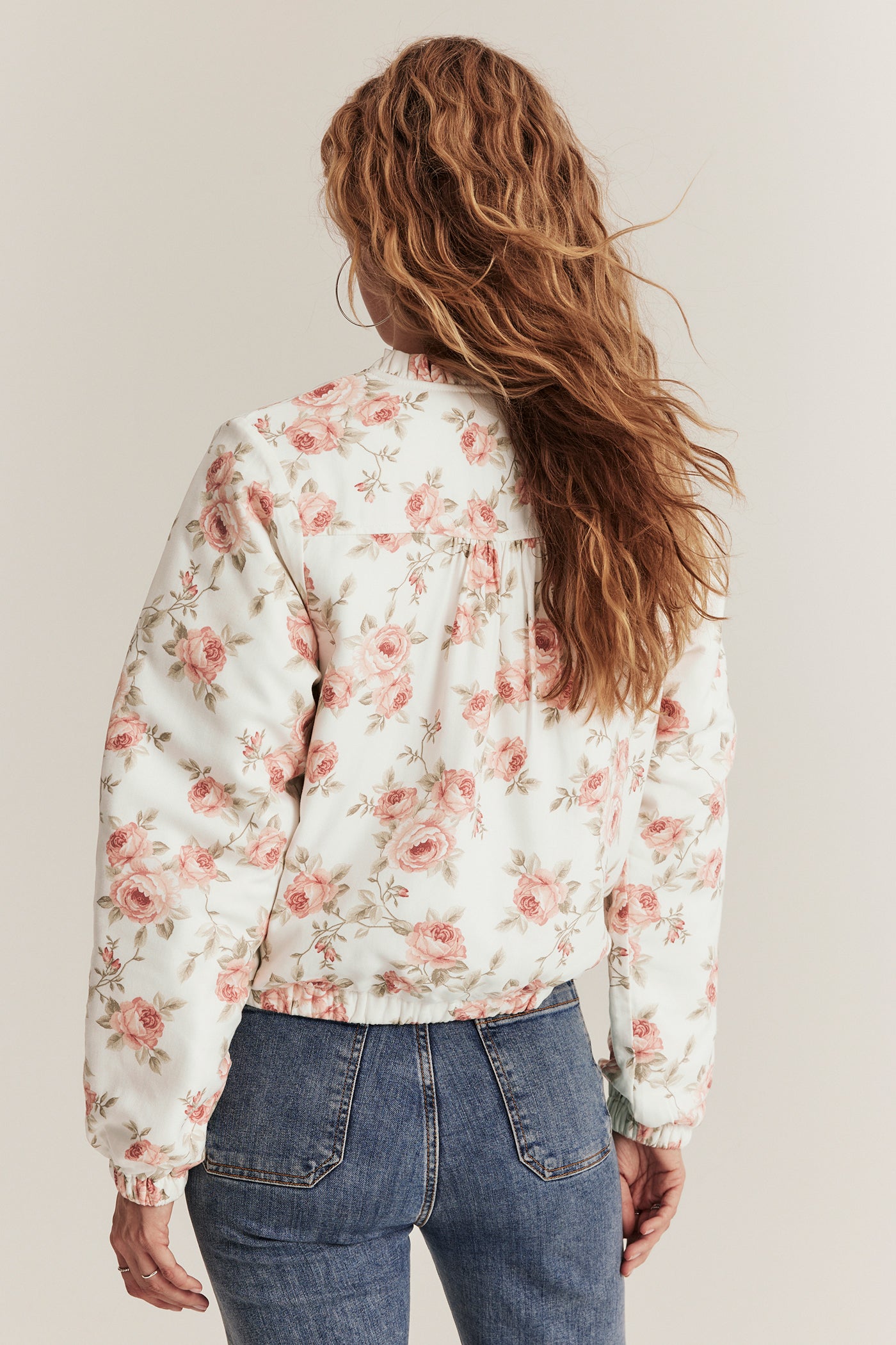 Women's  white floral frill jacket